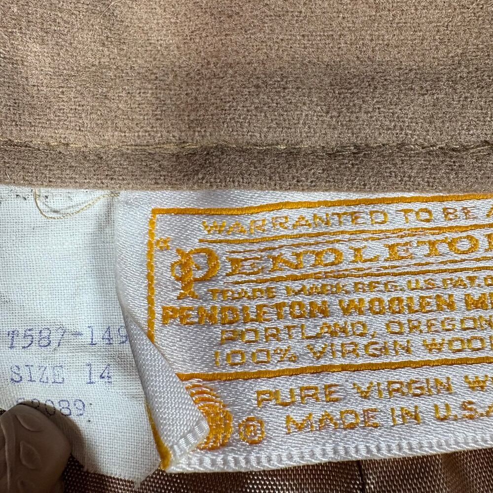 Pendleton Wool Skirt Pleated Tan USA Virgin Wool Size 14 - Picture 3 of 7